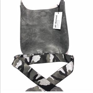 Ah-Dorned grey messenger bag w/silver camo strap